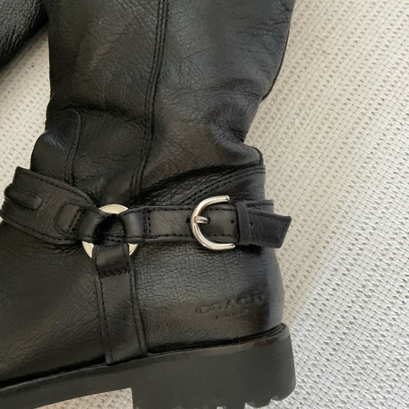 Coach Black Combat Moto Boots with Silver Accents - Picture 7 of 12